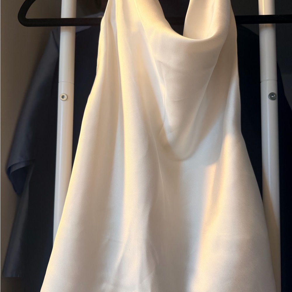 Ivory Satin Cowl Neck Top